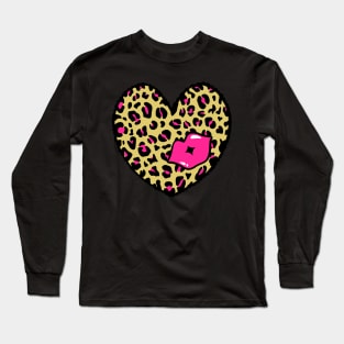 Leopard Heart Kiss, Cheetah Heart, Kiss Long Sleeve T-Shirt